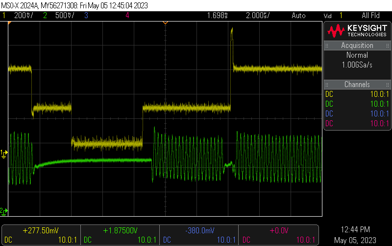 PAL C64 s-video chrominance and luminance on oscilloscope showing vic-ii artifact